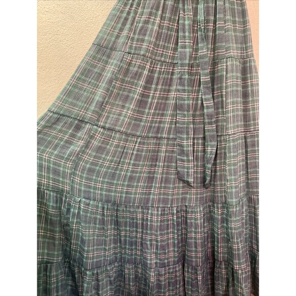 Torrid Maxi Lindsay Tiered Plaid Pockets sleeveless Blue Dresss Size 0 lined - Picture 5 of 16